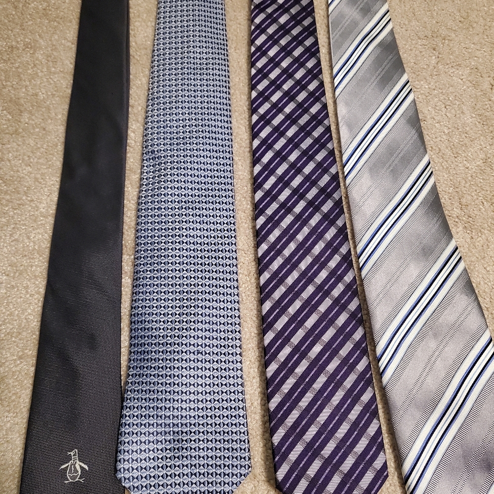 4 Men's Ties- Penguin, Tommy Hilfiger, Jones NY